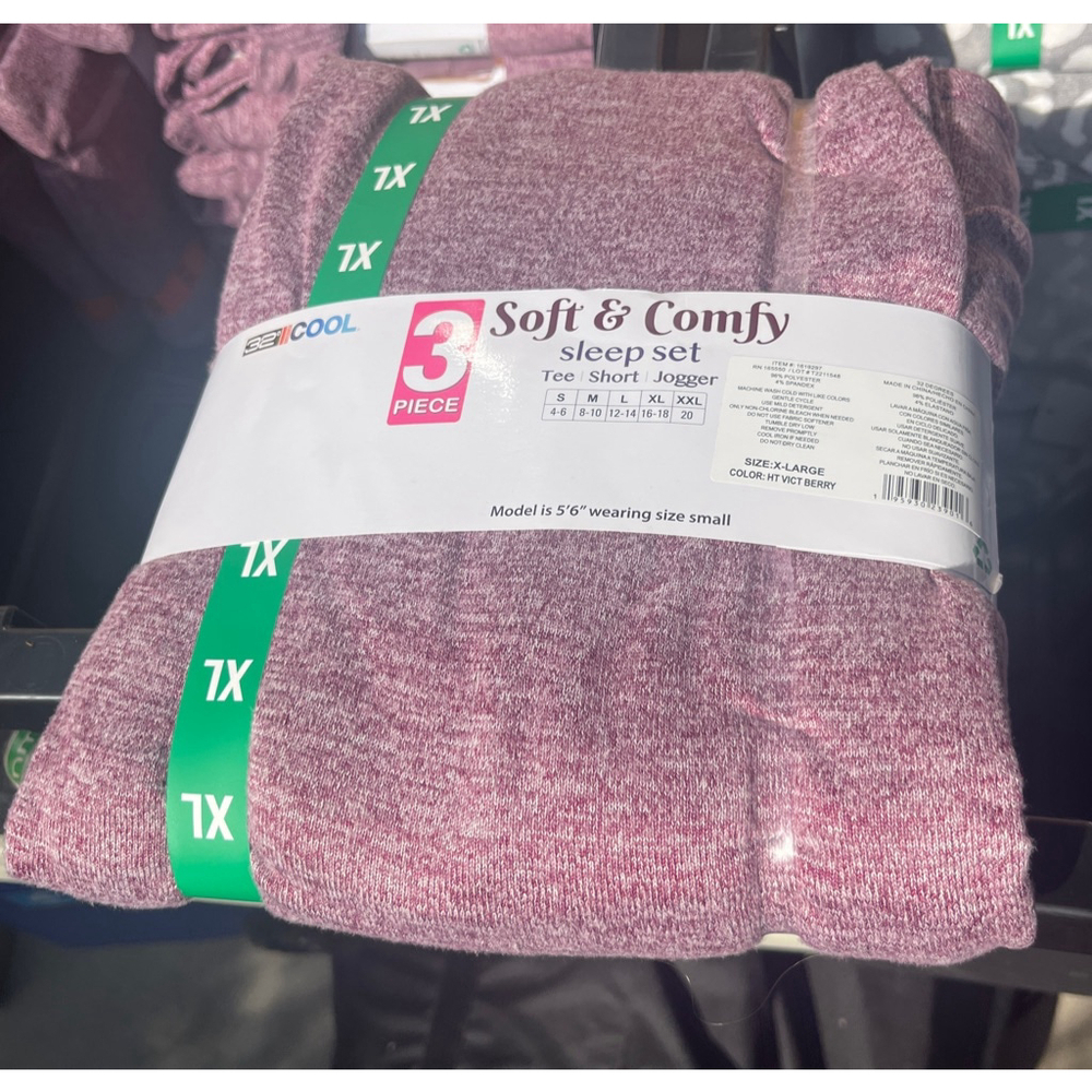 Women's 32 Degrees Pajama Sleep Set XL Burgundy and XXL NWT - Picture 2 of 5